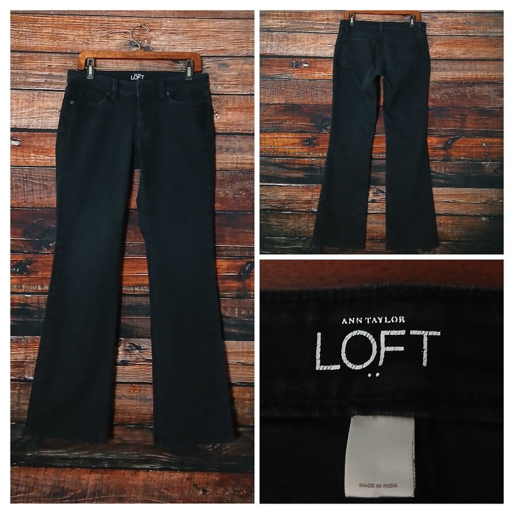 Ann Taylor LOFT Jeans 6 Curvy Boot Cut Low Rise Black Denim Stretch